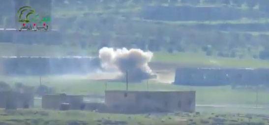 Militants in the province of Hama using tanks against sun cap us TOW