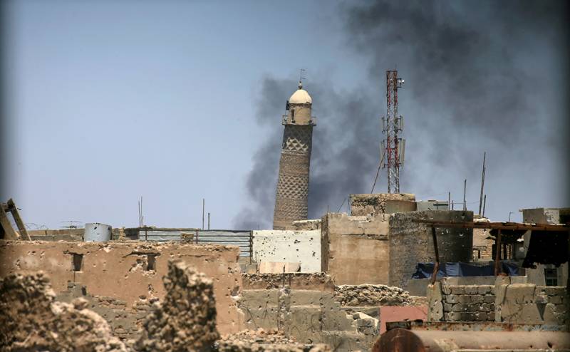 Terrorists blew up the main mosque in Mosul, which it previously considered as its symbol