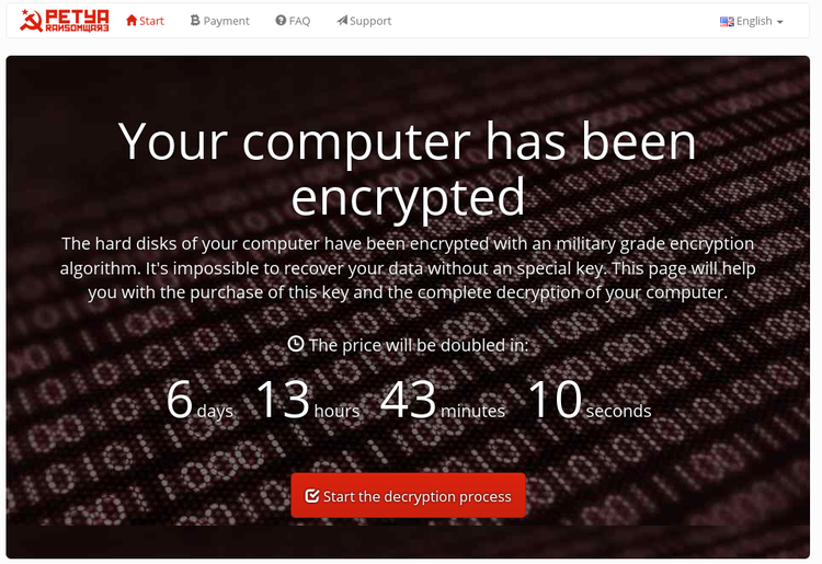 Ukraina har börjat viruset Petya