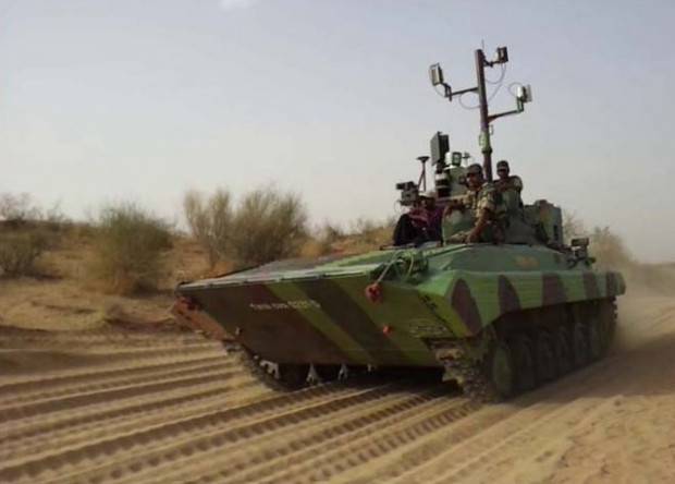 India introduced a tracked armored robot on the basis of the BMP-1