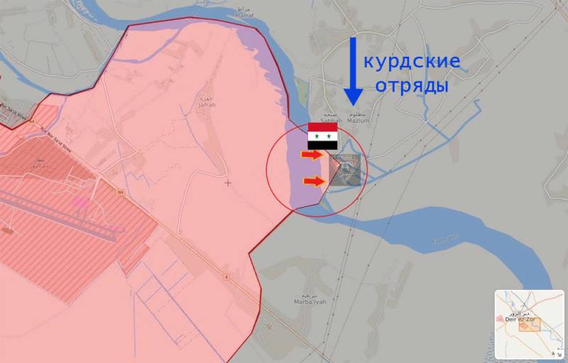 D ' vordersten Deeler CAA Euphrat überquerten. Kurdische Truppen entgéint rückten