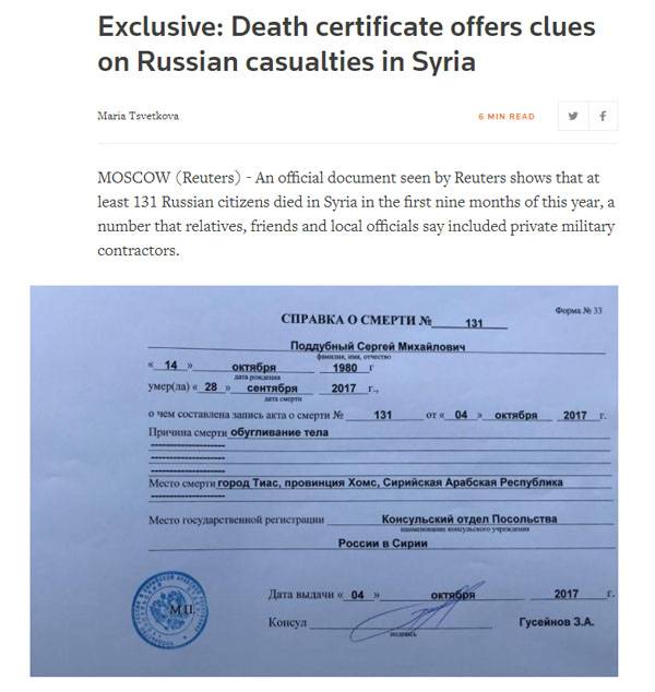 En Reuters estiman muertos en siria rusos 