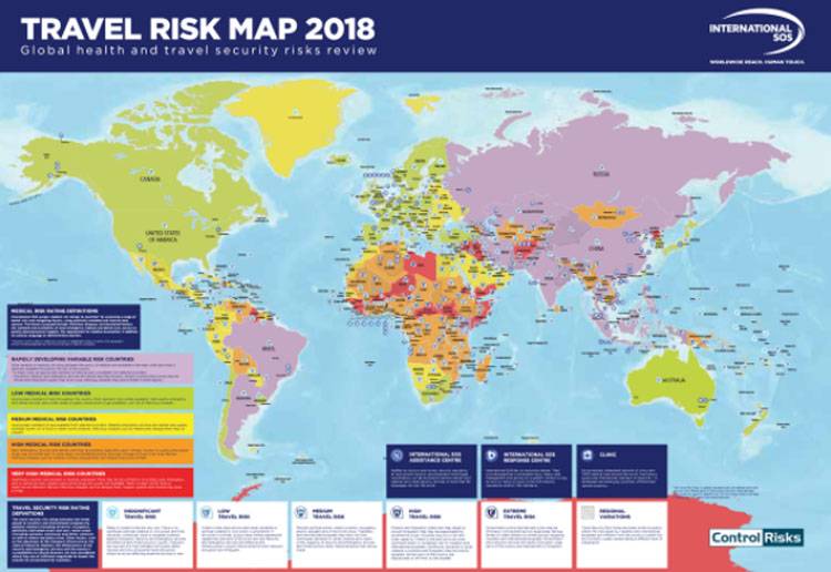 Strange stars out International SOS. The level of danger for tourists in different countries