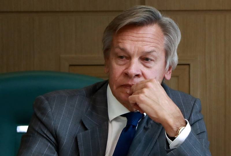 Pushkov kommentéiert d ' Fuerderunge Kiews ze einstweile verstoppen Russland Rechter Veto