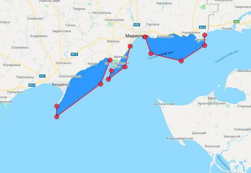 D ' Ukrain deckt en Deel vum Mier vun Azov an der Géigend vun Mariupol