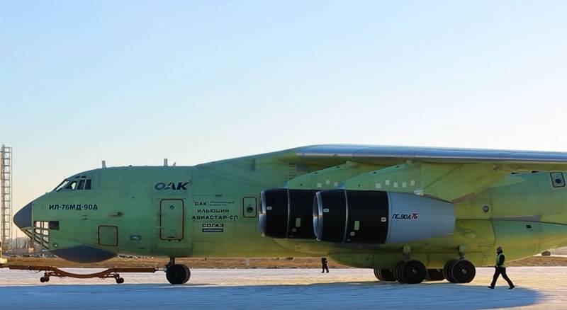 No erfollegräicher Buedemtest nei Il-76MD-90A an den Himmel hinaufgestiegen