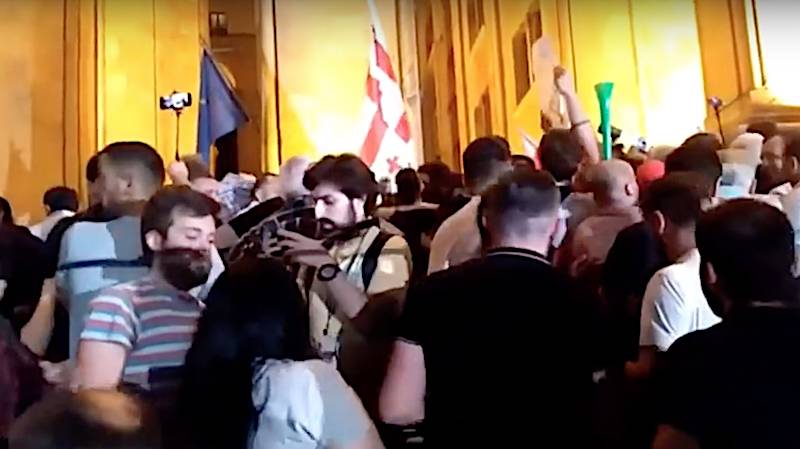 In Georgia, protesters destroyed the office of the ruling party