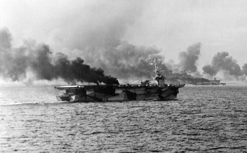 There are photos of the 1st US warship destroyed by kamikaze