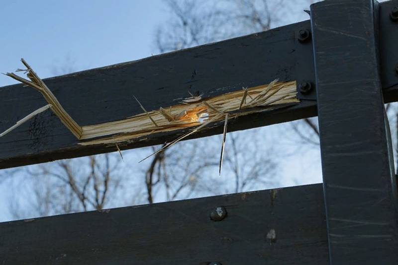 A few chips and broken glass of the truck APU called result of contact with a ATGM