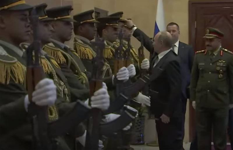 In Palestine discussing the act of Putin, wearing his cap on the head of a guardsman