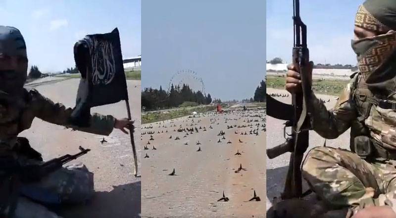 The militants launched over the closed highway M4 saraqib under the black flag 