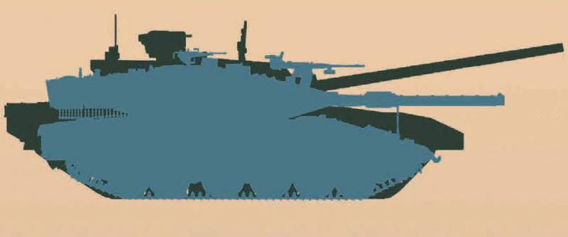 Shows a schematic comparison of the T-14 